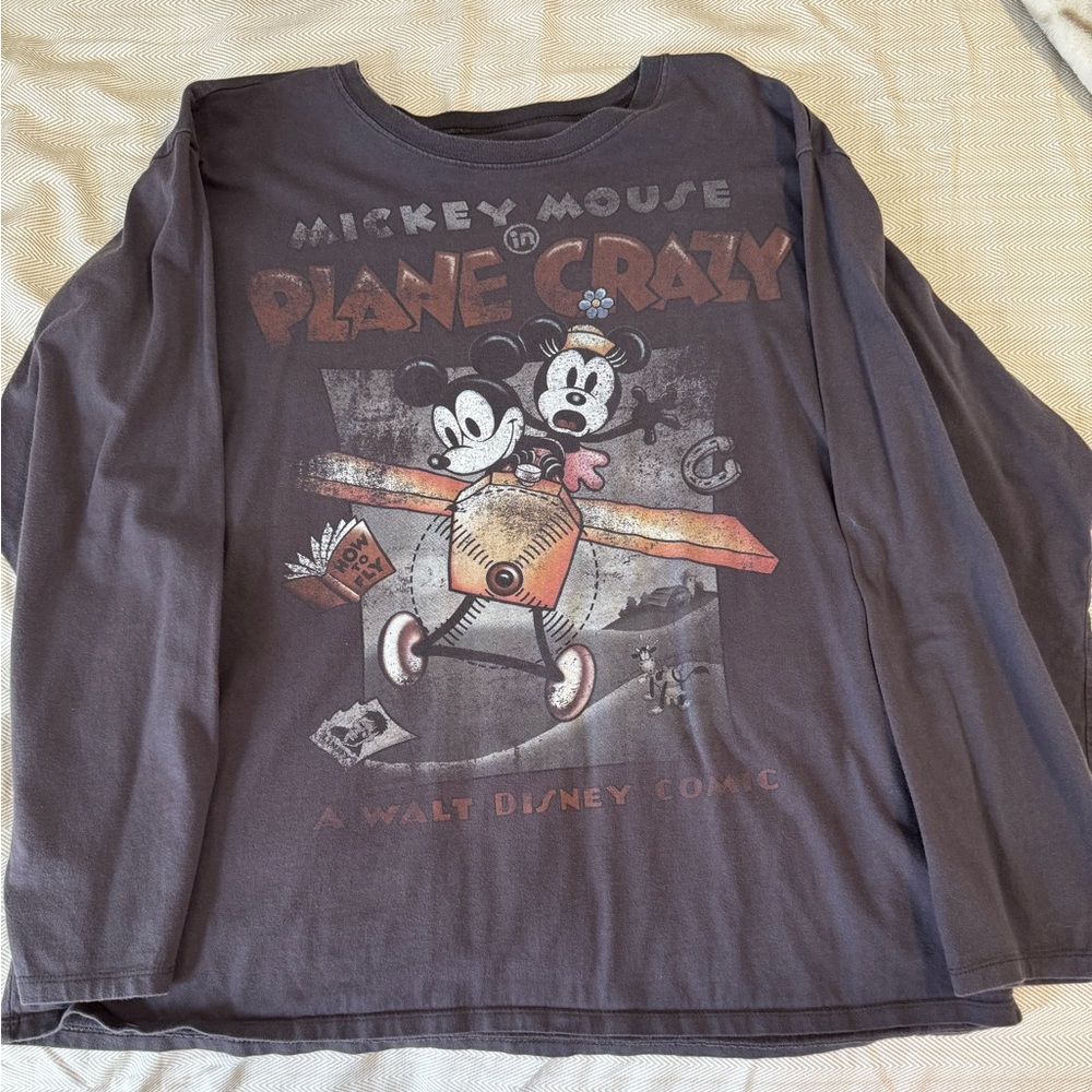 Disney Mickey Plane Crazy Long Sleeved Shirt XXL